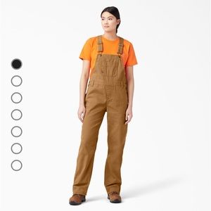 Women's Relaxed Fit Bib Overalls, Rinsed Brown Duck